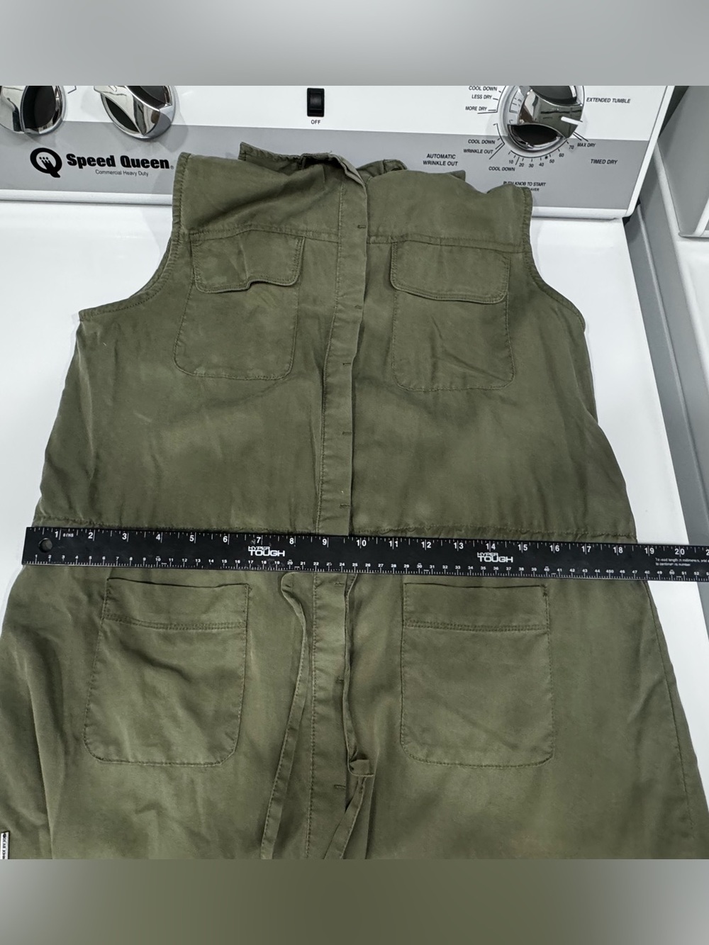 Dear John Olive Green Sleeveless Utility Shirt Dress  Size Medium EUC - Picture 7 of 8